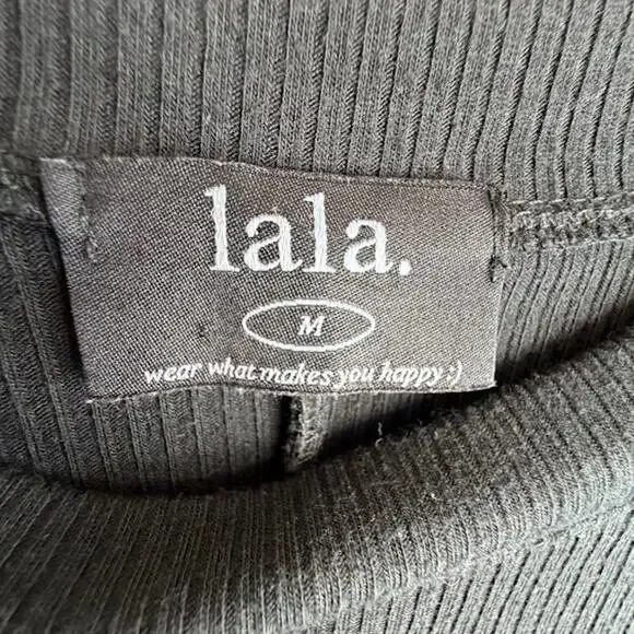 Dressed In Lala Malone Ribbed Biker Top in Black Women Medium $92 MSRP - Picture 2 of 6